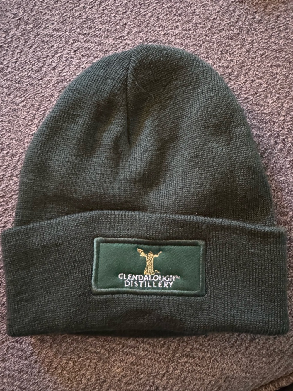 Forest Green Glendalough Distillery Irish Whiskey toque beanie knit hat